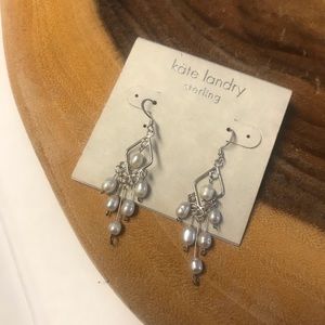 Kate Landry Sterling Silver & Drop Pearl Earrings